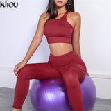 Sexy Fitness Two Piece Set Sporting Bra Top & Long workout Suit