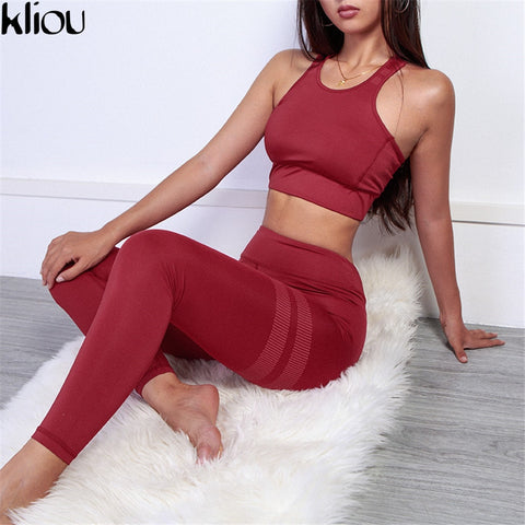 Sexy Fitness Two Piece Set Sporting Bra Top & Long workout Suit