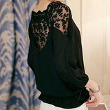 Hot 3\4 Sleeve Lace Hollow Chiffon Blouse