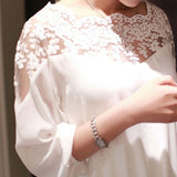 Hot 3\4 Sleeve Lace Hollow Chiffon Blouse