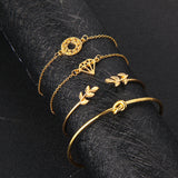 Elegant Bohemia Leaf Knot Hand Cuff Link Chain Charm Bracelet