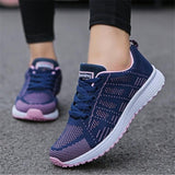 Breathable Walking Mesh Lace Up Flat Sneaker