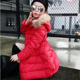 Cute Fur Hooded Thick Cotton Warm Solid Kid Parka