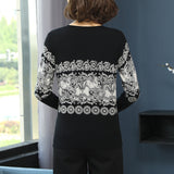 Elegant Elephant Printed Knitted Long Sleeves Pullovers Loose Sweater