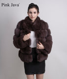 Elegant Winter Thick Real Fox Fur Long Sleeve Parka