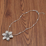 Bohemian Tibet Silver Color Big Statement Flower Necklaces & Pendant