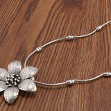 Bohemian Tibet Silver Color Big Statement Flower Necklaces & Pendant