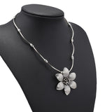 Bohemian Tibet Silver Color Big Statement Flower Necklaces & Pendant