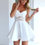 Charming Elegance Sleeveless Lace V-Neck Hollowed Party Dress