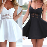 Charming Elegance Sleeveless Lace V-Neck Hollowed Party Dress