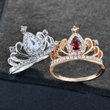 Crystal Crown Engagement Princess Ring