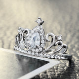 Crystal Crown Engagement Princess Ring