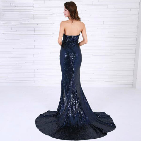 Sexy Cross V Neck Off Shoulder Sequin Middle Split Backless Party  Dress