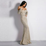 New Bra Off Shoulder Backless Glitter Party Elegant Dress