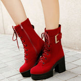 Winter Buckle Lace Up Martin Snow Boot