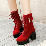 Winter Buckle Lace Up Martin Snow Boot