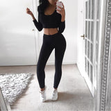 Two Piece Set Crop Top Legging Sweatpants Set