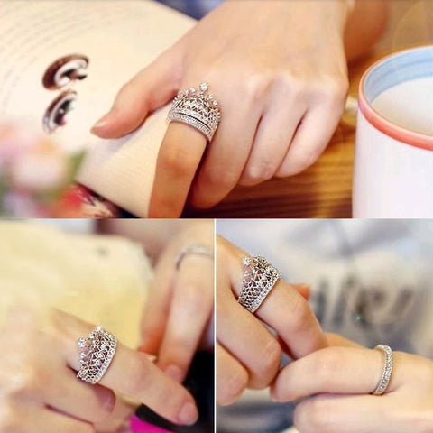 Top Quality Crystal Lmperial Crown Finger Ring Set