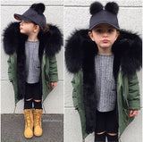 Toddler Super Big Fox Fur Zipper Parka