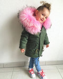 Toddler Super Big Fox Fur Zipper Parka