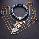 Bohemian Turtle Charm Bracelets Gold Color Strand Bracelets Set