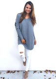 Sexy Round Neck Pullover Knit Sweater Long Sleeves