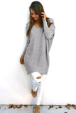 Sexy Round Neck Pullover Knit Sweater Long Sleeves