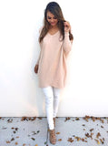 Sexy Round Neck Pullover Knit Sweater Long Sleeves