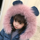 Velvet Long Snowsuit cotton Pad Fur Collar Hood