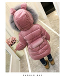 Velvet Long Snowsuit cotton Pad Fur Collar Hood