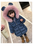 Velvet Long Snowsuit cotton Pad Fur Collar Hood