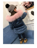 Velvet Long Snowsuit cotton Pad Fur Collar Hood