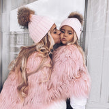 Mother and Daughter Shaggy Faux Fur Coat