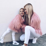 Mother and Daughter Shaggy Faux Fur Coat