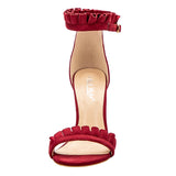 Buckle Strap High Ruffle Sandals Thin Heel