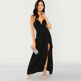 Off Shoulder Split Solid Party Sexy dress