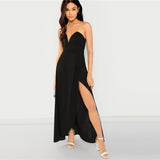 Off Shoulder Split Solid Party Sexy dress
