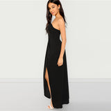 Off Shoulder Split Solid Party Sexy dress