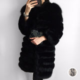 Natural Fur Winter Long Detachable Warm Thick Real Fox Fur Parka