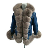 Denim Real Fur Thick Warm Fur Parka