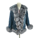 Denim Real Fur Thick Warm Fur Parka