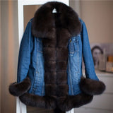 Denim Real Fur Thick Warm Fur Parka