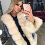 Denim Real Fur Thick Warm Fur Parka