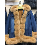 Denim Real Fur Thick Warm Fur Parka