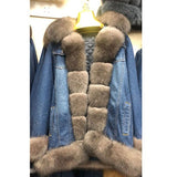 Denim Real Fur Thick Warm Fur Parka