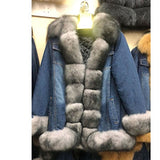 Denim Real Fur Thick Warm Fur Parka