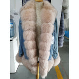 Denim Real Fur Thick Warm Fur Parka