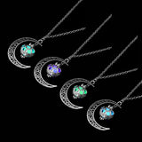 Hot Moon Glowing Necklace Gem Charm Silver Plated Halloween Gifts