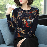 High Quality Winter Loose Knitted Horse Print Pullover O-Neck Sweater