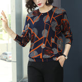 Elegant Floral Print Pullover Warm Long Sleeve Soft Sweater